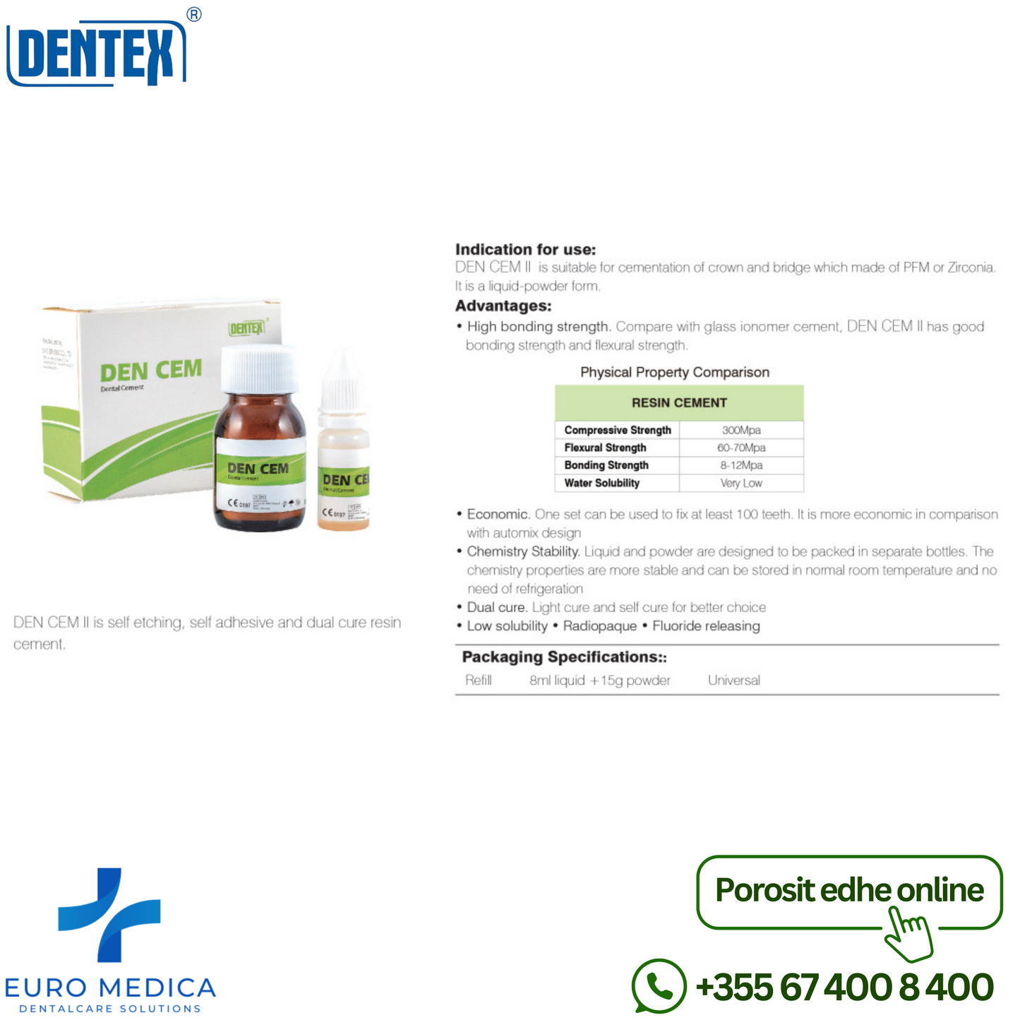 Self Adhesive Dual Cure Resin Cement - Den Cem
